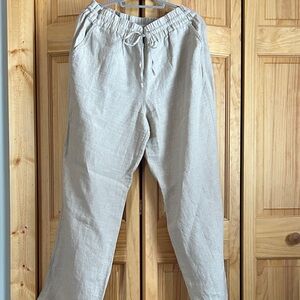 Tommy Bahama Light Beige Wide Leg Linen Pants